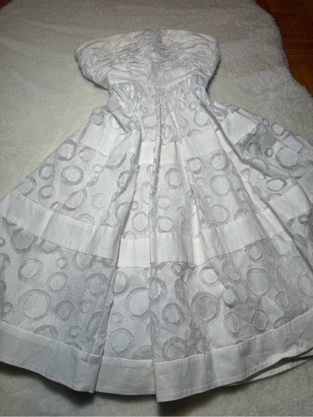Jessica Simpson White Strapless Embroidered Midi Dress | Size S (US 4) - Picture 6 of 9